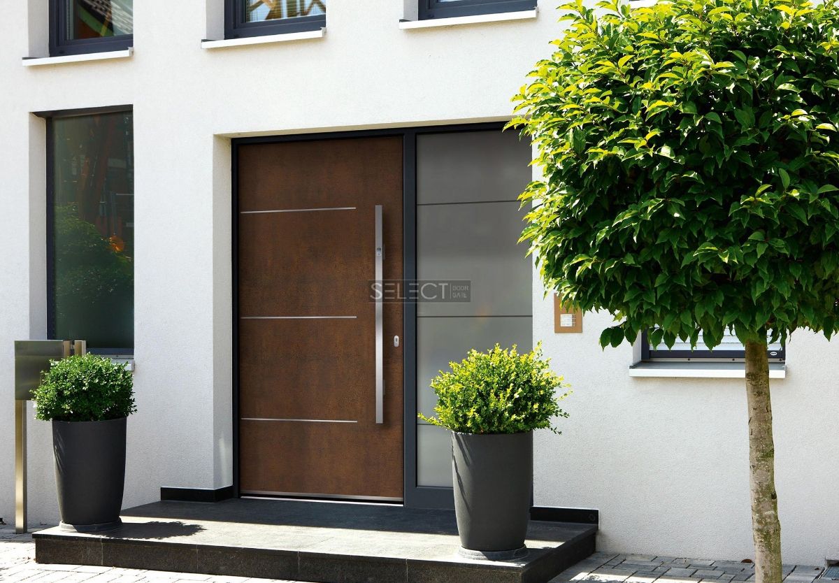 цена двери для дома - красивые уличные двери с доводчиком - магнитным порогом - терморасширением