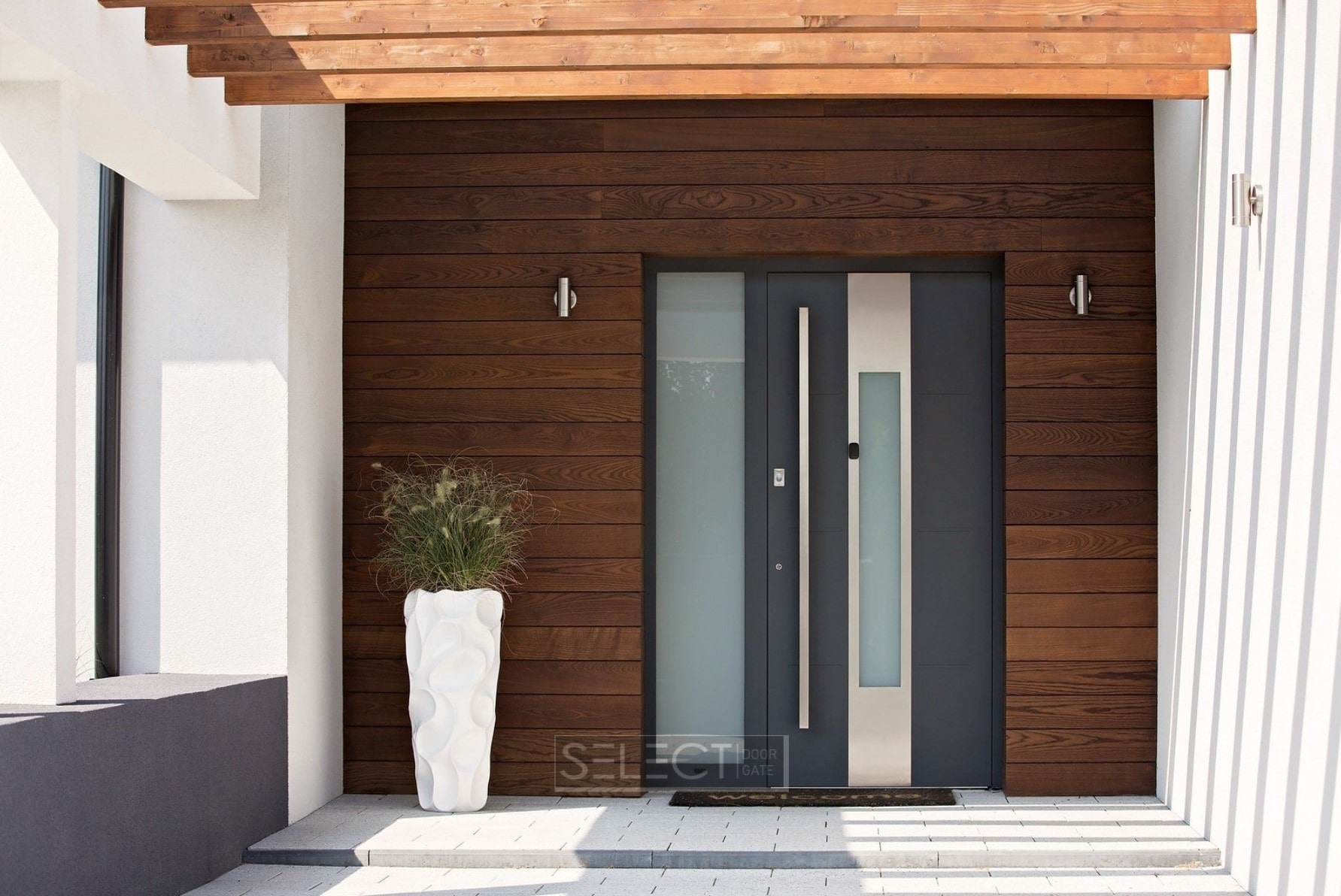 Входные двери со стеклопакетом - теплые алюминиевые для частного дома wisniowski